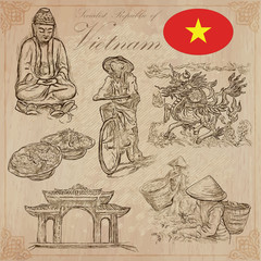 Vietnam. Pictures of Life. Vector pack. Hand drawings.