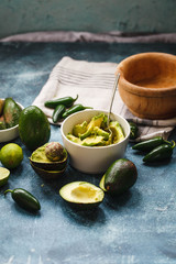Avocado salsa ingredients. Mexican food.