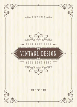 Ornate vintage card design with ornamental flourishes frame.