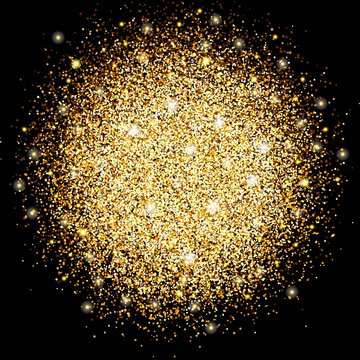The circle of gold sparkles, magical glow bright design for decoration. Template design for the New Year, Christmas and holidays. Vector illustration
