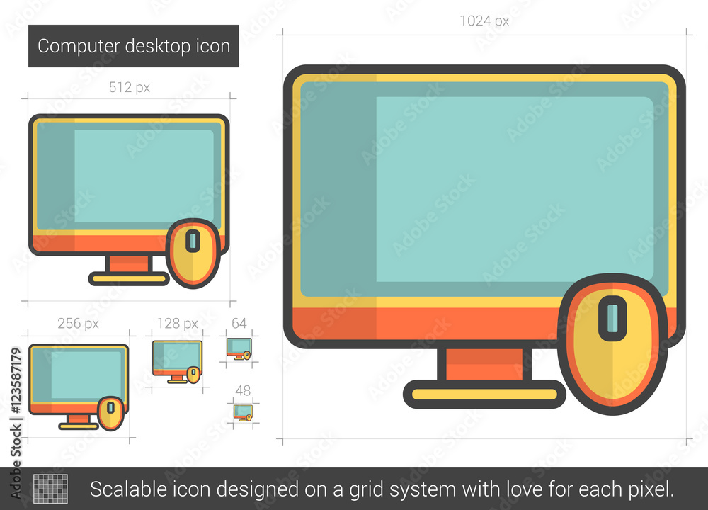 Poster computer desktop line icon.