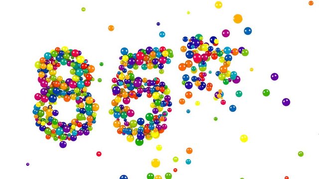 85 percent sign in decorative vibrant colored balls densely packed to form the numbers over a white background for use as a design element for promotional advertising