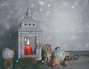 Weihnachtlicher Hintergrund - Weihnachtskarte - Laterne