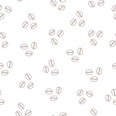 Coffee beans seamless pattern. Flat vector cartoon coffee beans illustration. Objects isolated on a white background.