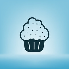 Flat paper cut style icon of cake