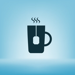 Flat paper cut style icon of hot tea cup
