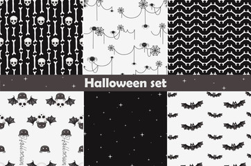 Halloween set of seamless patterns.