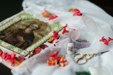 Bead embroidery. 