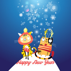 Funny cats in the New year