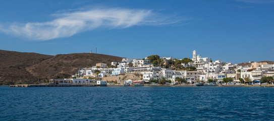 Fototapeta na wymiar Milos island, Greece. Panorama view from the sea.