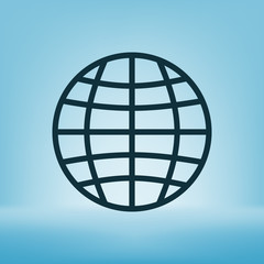 Flat paper cut style icon of globe