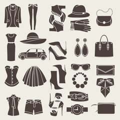 Vector icons design concept of fashion look