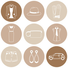 Vector icons design concept of fashion accessories