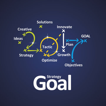 Goal strategy 2017 color blue background