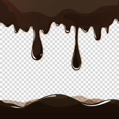 Melted chocolate dripping set on white background vector