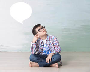 child boy thinking thought cloud