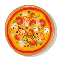 Flat hot pizza icons. Pizza isolated on white, pepperoni pizza. Vector 