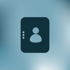 Flat paper cut style icon of an address book