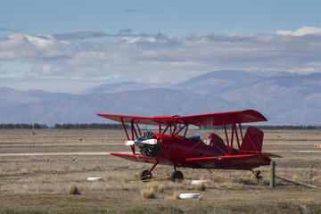 Fototapeta na wymiar Red Classic Plane