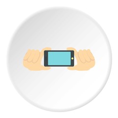 Hands with phone icon. Flat illustration of phone vector icon for web design