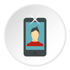 Photo on the screen of smartphone icon. Flat illustration of phone vector icon for web design