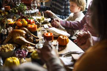 People Holding Hands Praying Thanksgiving Celebration Concept