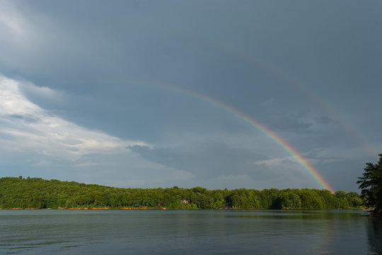 Lake Jocassee with a double rainbow. 