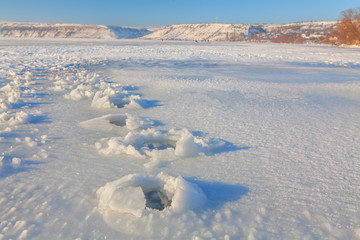 footprint on the ice