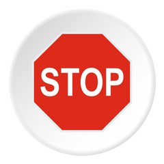 Stop sign icon. Flat illustration of stop sign vector icon for web