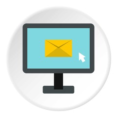 Writing e-mail on computer icon. Flat illustration of writing e-mail on computer vector icon for web