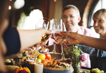 People Cheers Celebrating Thanksgiving Holiday Concept