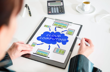 Cloud computing concept on a clipboard