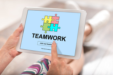 Teamwork concept on a tablet