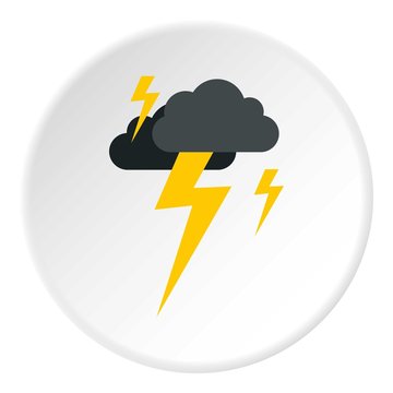 Clouds and lightning icon. Flat illustration of clouds and lightning vector icon for web
