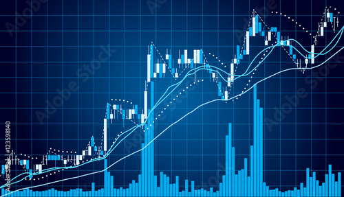 Blue Graph Chart Of Stock Market Investment With Indicator And - 