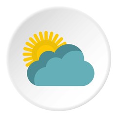 Sun behind clouds icon. Flat illustration of sun behind clouds vector icon for web