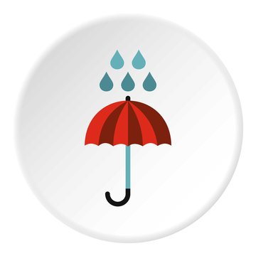 Umbrella and rain icon. Flat illustration of umbrella and rain vector icon for web