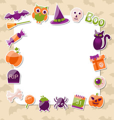 Clean Card with Colorful Halloween Flat Icons