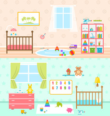 Set Playrooms for Kids. Baby Rooms Interior