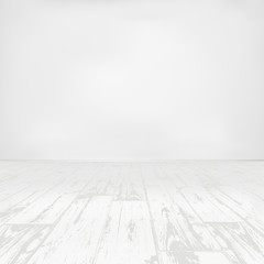 Empty white room with wooden floor