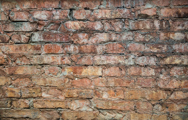 Obraz premium Old weathered red Brick wall. Vintage texture Background.