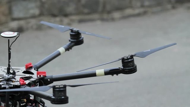 Quadcopter. Radio controlled hexacopter flying