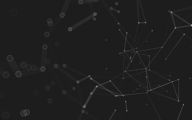 Abstract polygonal space low poly dark background, 3d rendering