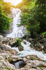 Amazing beautiful waterfalls in autumn forest at Sarika Waterfal