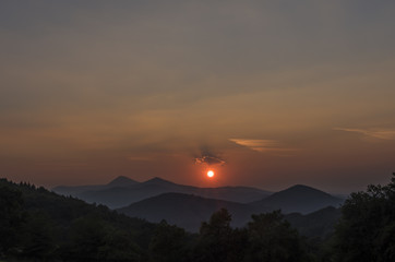 Sunset in Ceske Stredohori mountains