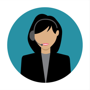 Female Call Center Avatar Icon With A Faceless Face Wearing Headsets