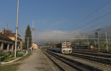 Fototapeta na wymiar Trains in summer morning in Slovakia