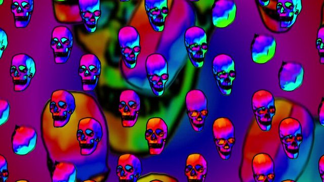 Rainbow colorful skulls background