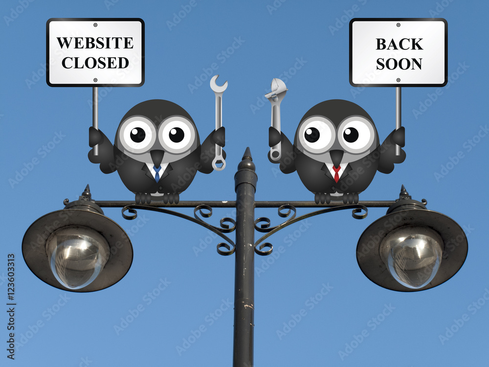 Canvas Prints comical website maintenance closed back soon message