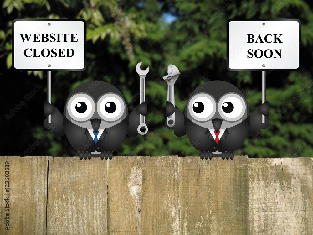 Canvas Prints comical website maintenance closed back soon message